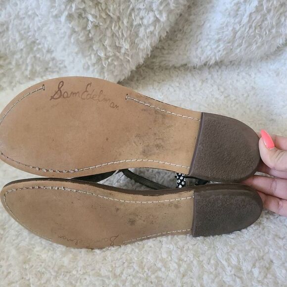 Sam Edelman Gigi Black and White Polka-dot Leather Sanaa sz 7.5 - Picture 4 of 5